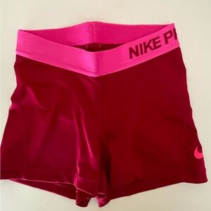Nike Pro shorts - dark red and hot pink XS